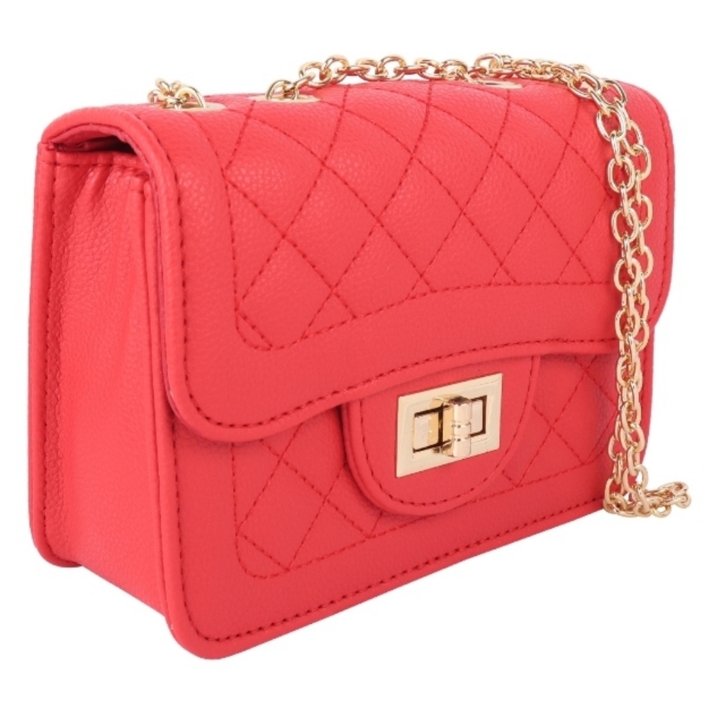 Red/Orange Quilted Leather Cross Body Bag